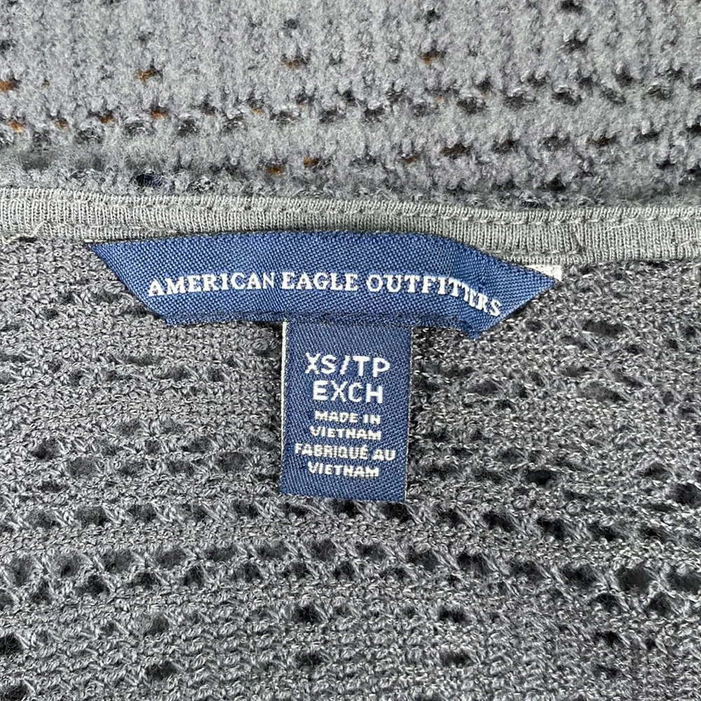 American Eagle Gray Open Back Lace Knit Sweater - Picture 9 of 11
